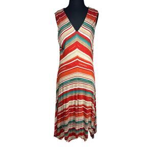 Lauren Ralph Lauren Chevron Midi Dress Sleeveless Asymmetrical Southwestern XXL